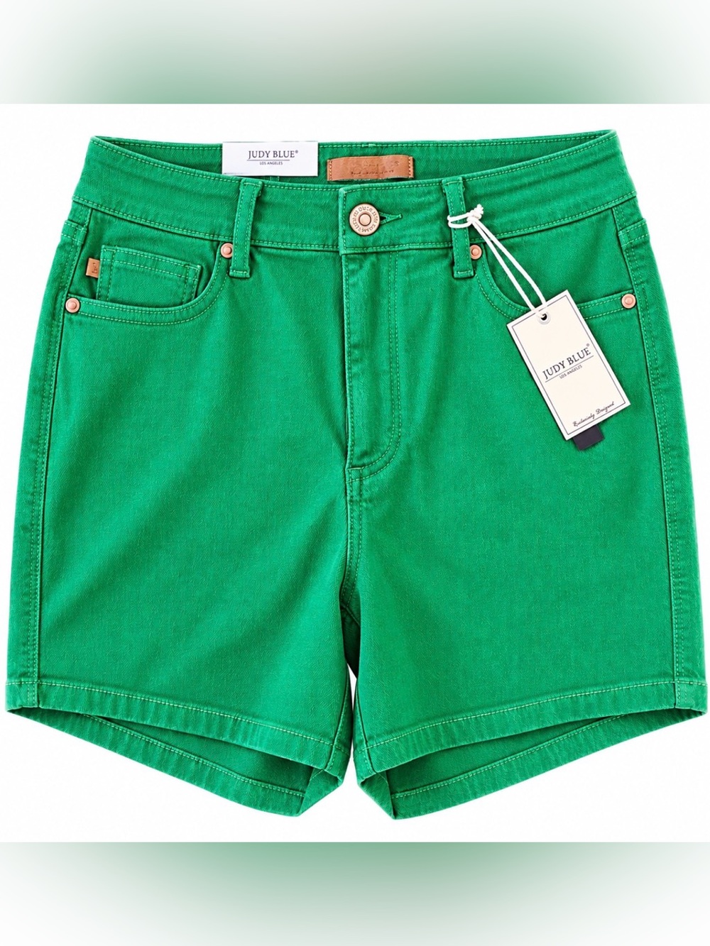 Judy Blue 1XL Green Garment Dyed Denim Shorts NWT High Rise Stretch